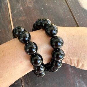 Black “pearl” beads bracelets (2)
